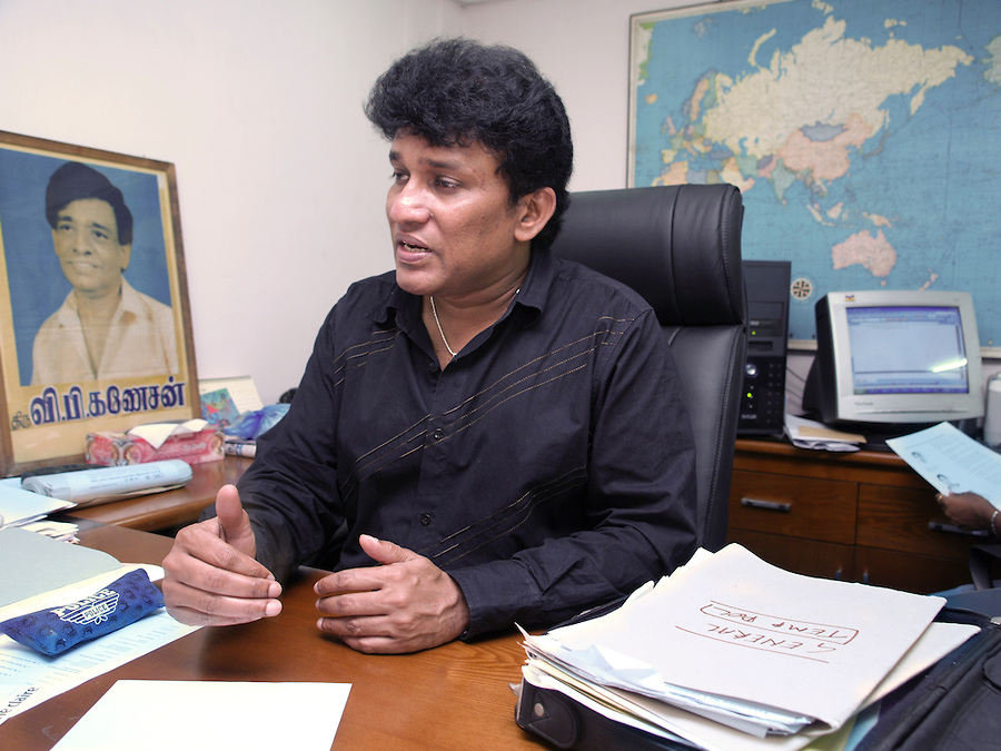 Mano Ganesan (Mano Haran Ganesan) MP is a Sri Lankan politician and member of parliament and the current leader of the Democratic People's Front, a political party in Sri Lanka, President of Democratic Workers Congress, a trade union and Convener of the Civil Monitoring Commission, a human rights monitoring peoples campaign movement. He was in the forefront of those seeking an end to the abductions, disappearances and extrajudicial killings that afflict Sri Lanka and for his commendable demonstration by showing his integrity in combating the climate of impunity for human rights violators. He was the Runner-up for the first annual Freedom Defender’s Award in 2007.